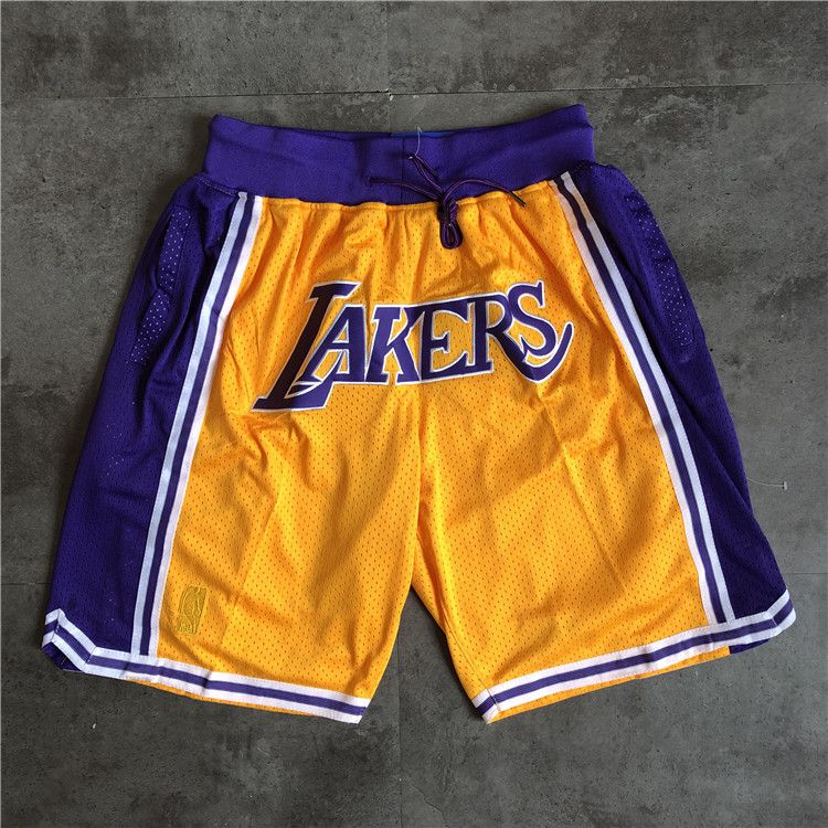 Men NBA Los Angeles Lakers yellow Shorts 04161->los angeles lakers->NBA Jersey